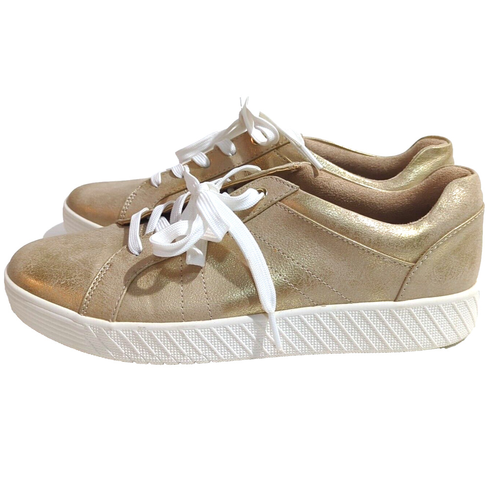 Naturalizer Neela Women's Sneakers, Lace Up Shoes, Size 9.5 Wide, Gold